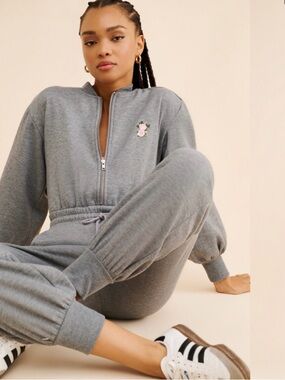 For Love and Lemons Grey Sweatsuit Jumpsuit LN, M